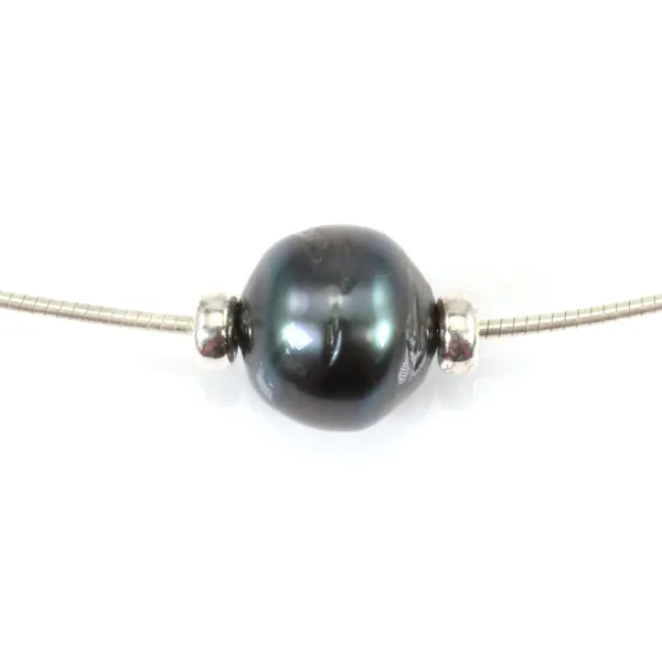 Collier  Perles Tahiti Chaîne Argent 925 45cm x 1pc