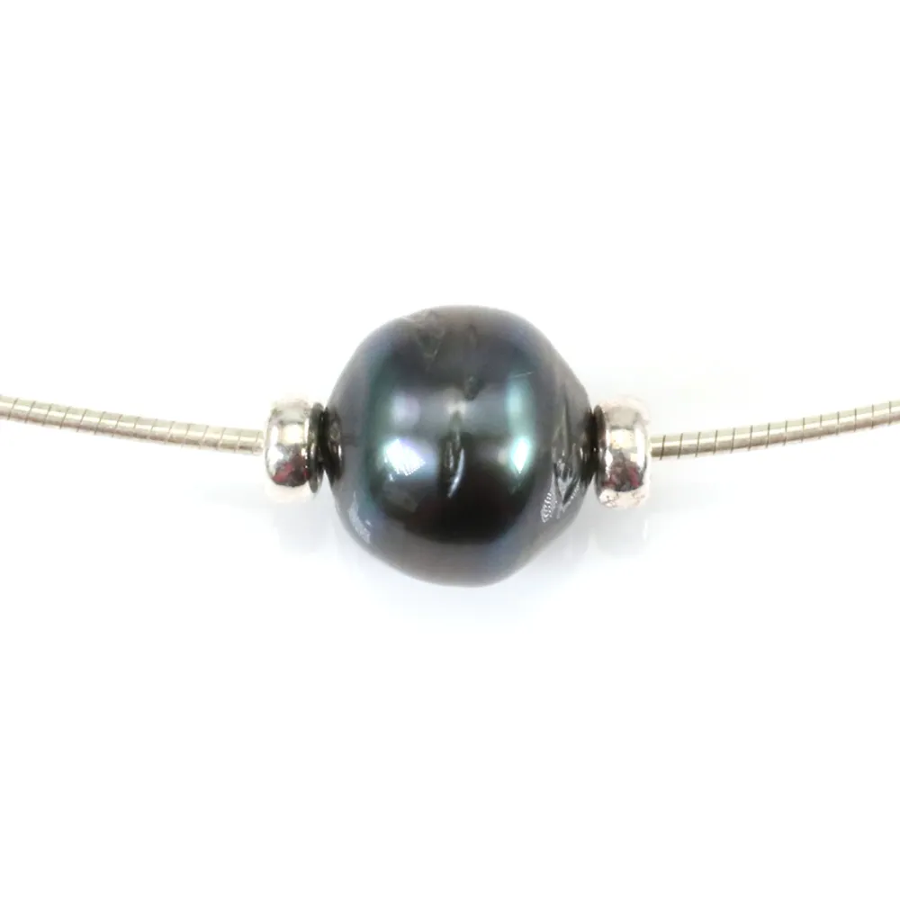 Collier  Perles Tahiti Chaîne Argent 925 45cm x 1pc