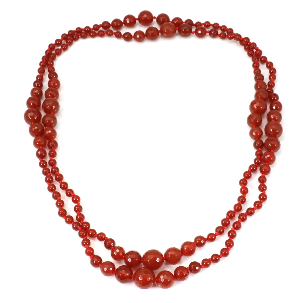 Sautoir agate rouge rond x 140cm