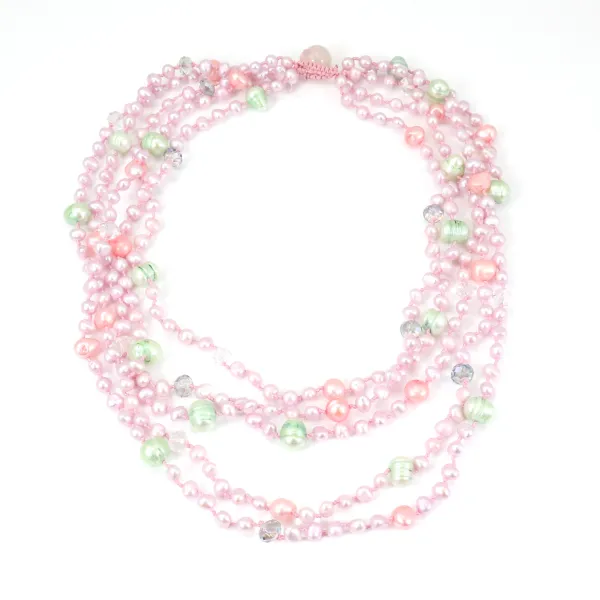 Collier Torsade 3 rangs perle d'eau douce baroque dorée