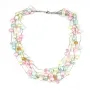 Collier perles d'eau douce blanc bleu rose 5 rangs