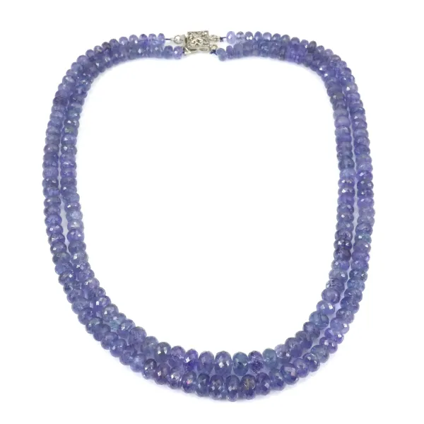 Collier tanzanite rondelle facette 2rangs 