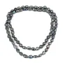 Sautoir en perles d'eau douce bleu foncé de forme ovale, mesurant 8x10mm x 1pc