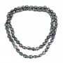 Long necklace in oval dark blue fresh water pearl, measuring 8 * 10mm x 1pc