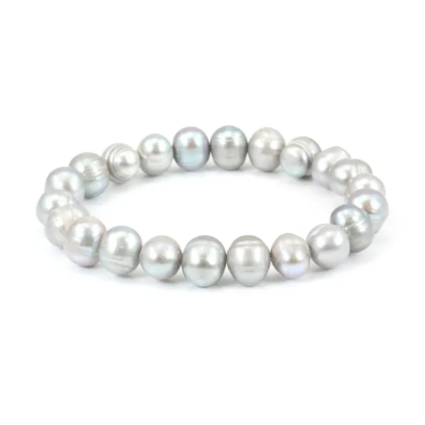 Bracelet Perles d'eau Douce Grise