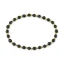 Bracelet obsidienne  4mm, avec perles dorées x 1pc