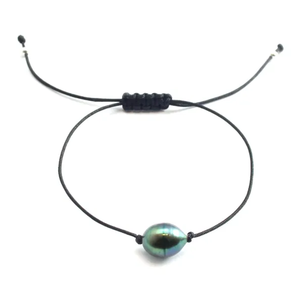 Bracelet cordon perle d'eau douce grise