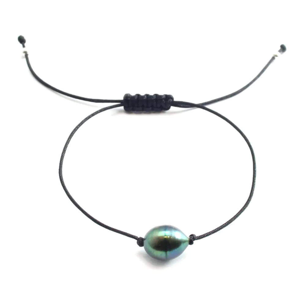 Bracelet cordon perle d'eau douce grise