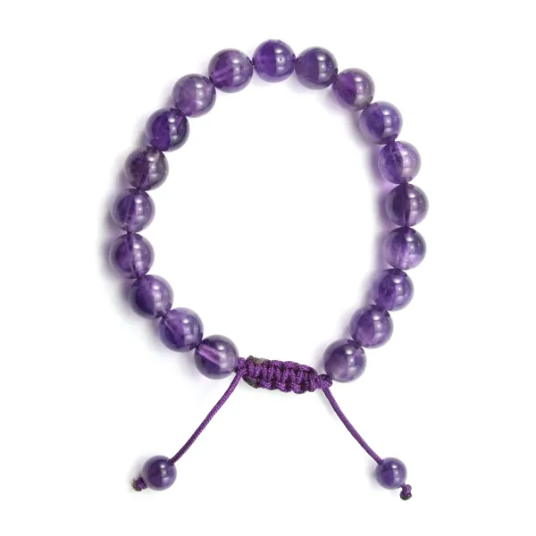 Bracelet Amethyste boule rond 8mm 