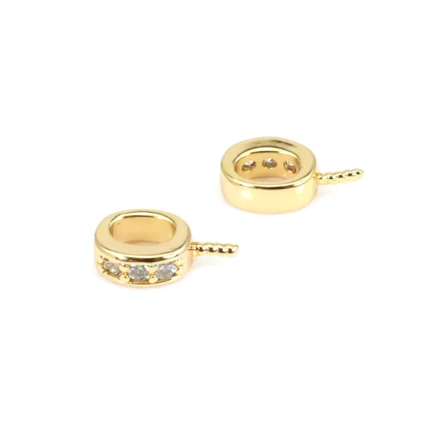 Pendant Bail strass for half- 16K gold bead - 9mm x 2pcs
