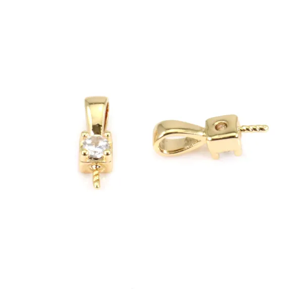 Bélière strass pour semi percé doré 16K - 13mm x 2pcs