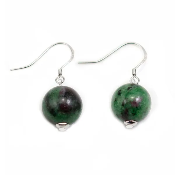 Boucles d'oreilles argent 925 rubis zoisite 12mm x 2pcs