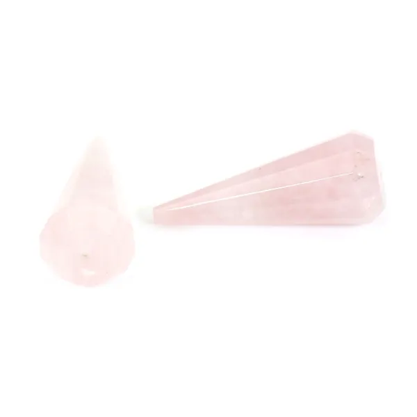 Pendentif Quartz rose pendule semi percé 16x40mm x 1pc
