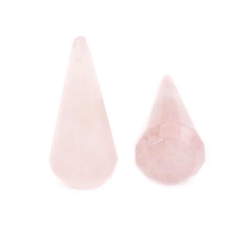 Pendentif Quartz rose pendule semi percé 16x40mm x 1pc