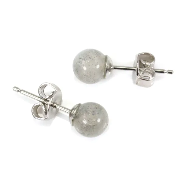 Boucle d'oreille argent 925 labradorite 6mm  x 2pcs