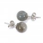 Boucle d'oreille argent 925 perle nacré 6mm  x 2pcs