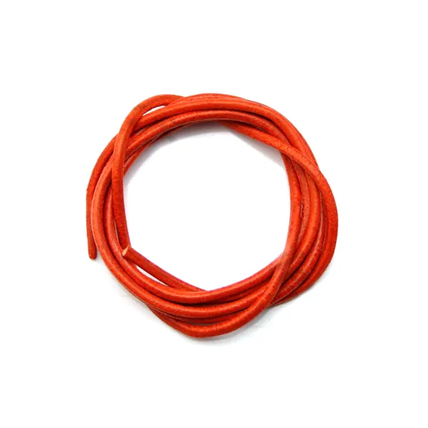 Leather cord rounded cowhide cornalian 2mm x 1m