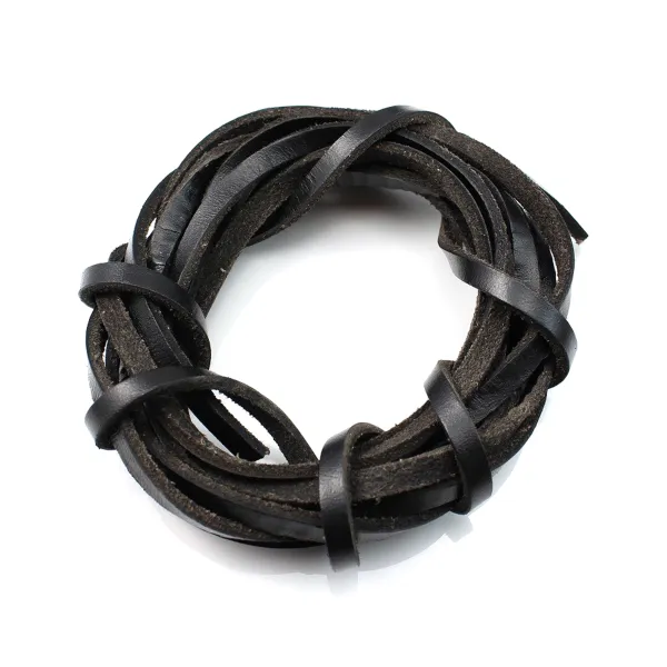 Lacet cuir noir 3.0mm x 50cm