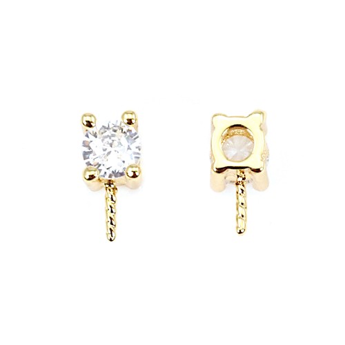 Bélière strass pour semi percé doré 16K - 8mm x 2pcs
