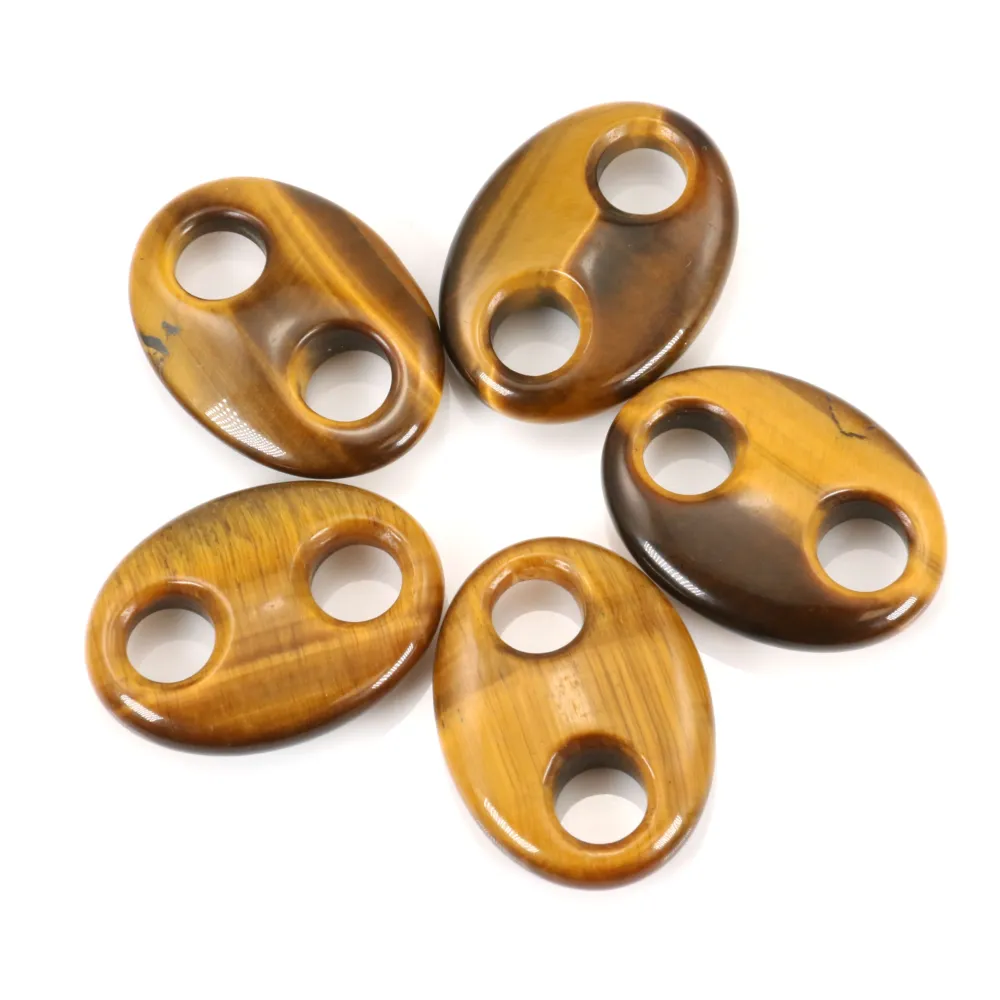Lot De 2 Pendentifs En Oeil De Tigre Naturelle - 29 Mm De Diamètre - Neufs Sans Emballage
