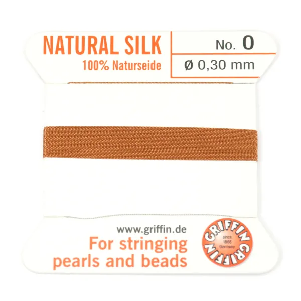Fil de soie 0.3mm attaché à une aiguille cornaline x 2m