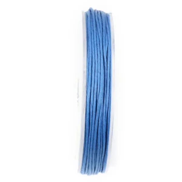 Cordonnet coton ciré bleu 0.8mm  x 20m