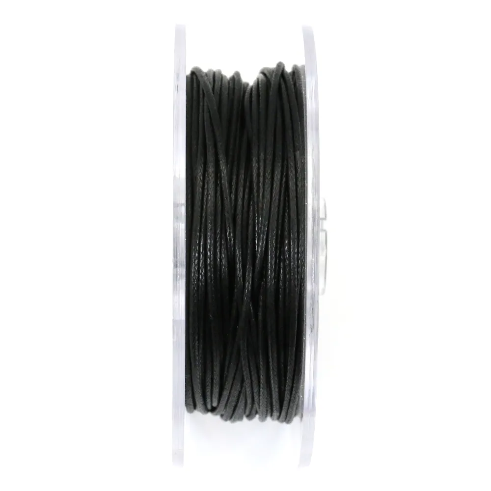 Cordonnet coton ciré noir 1mm  x 20m