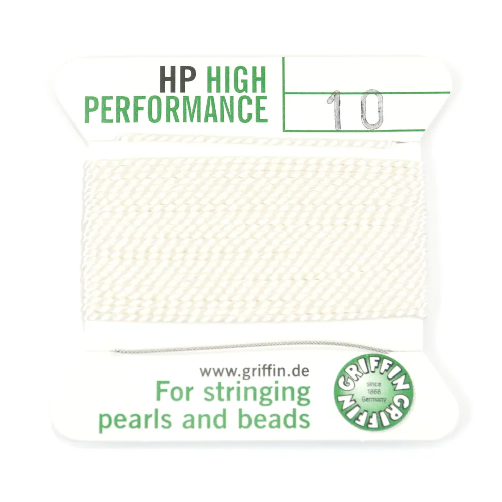 Fil haute performance blanc 0.80mm attaché à une aiguille x 2m