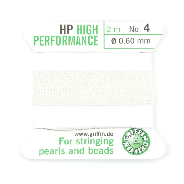 Fil haute performance blanc 0.45mm attaché à une aiguille x 2m