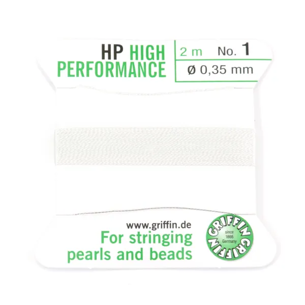 Fil haute performance blanc 0.35mm attaché à une aiguille x 2m