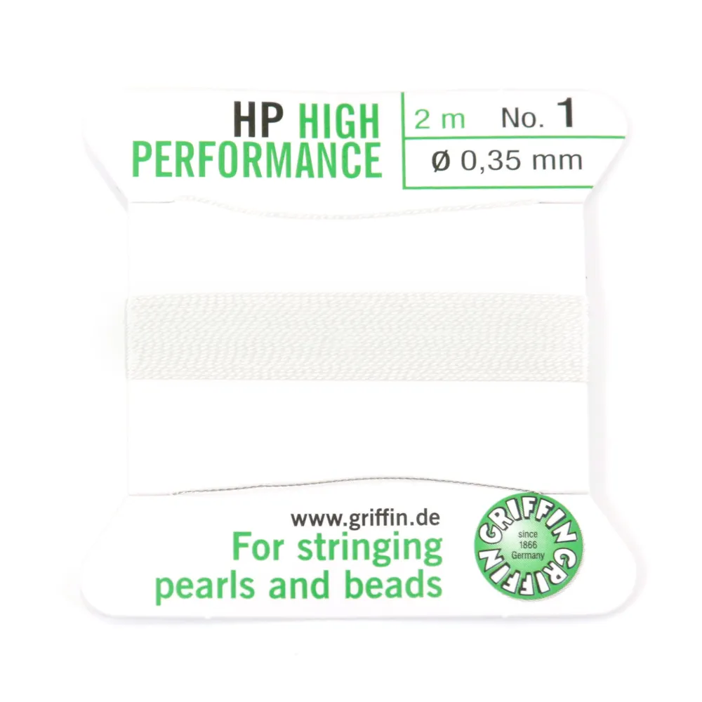 Fil haute performance blanc 0.35mm attaché à une aiguille x 2m