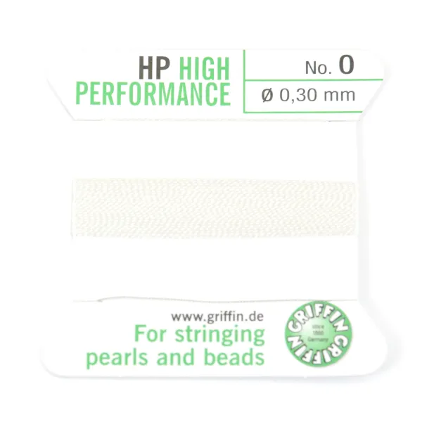 Fil haute performance blanc 0.3mm attaché à une aiguille x 2m