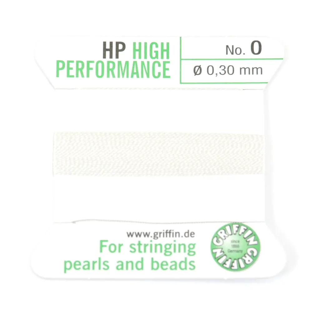 Fil haute performance blanc 0.3mm attaché à une aiguille x 2m
