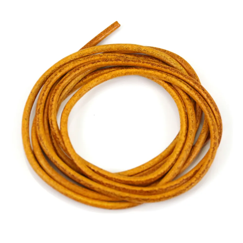 Ruban de cuir vachette jaune 2mm x 1m