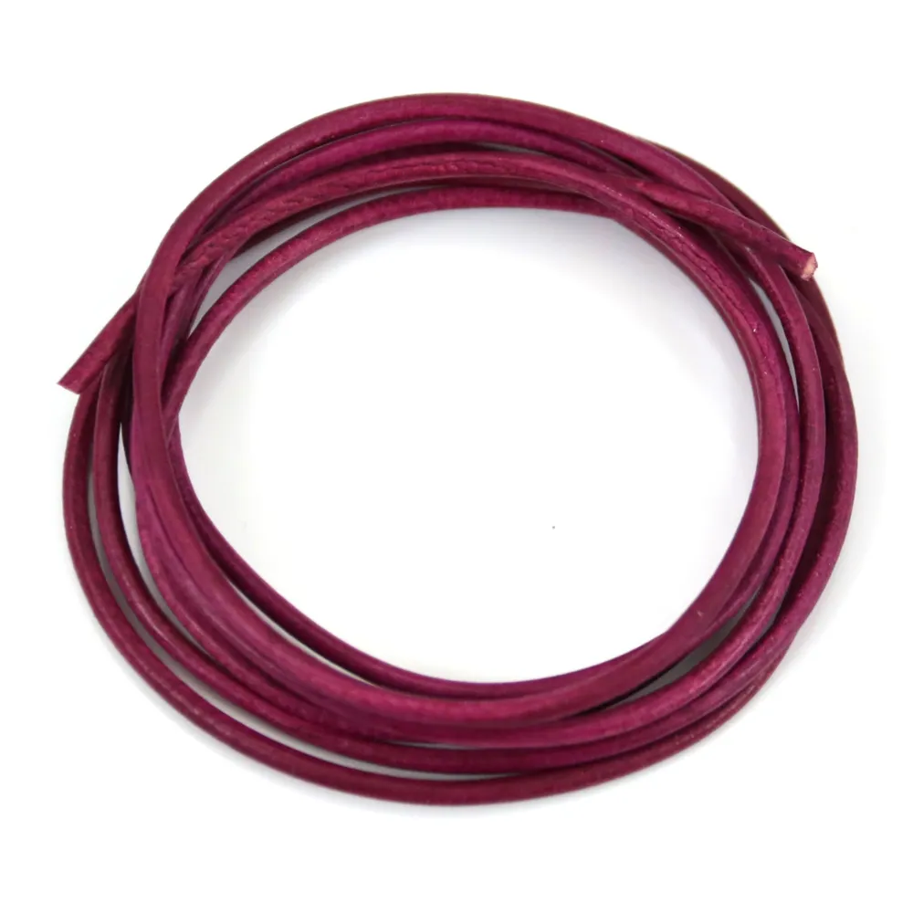 Ruban de cuir de chevreau fuschia 1.3mm x 1m