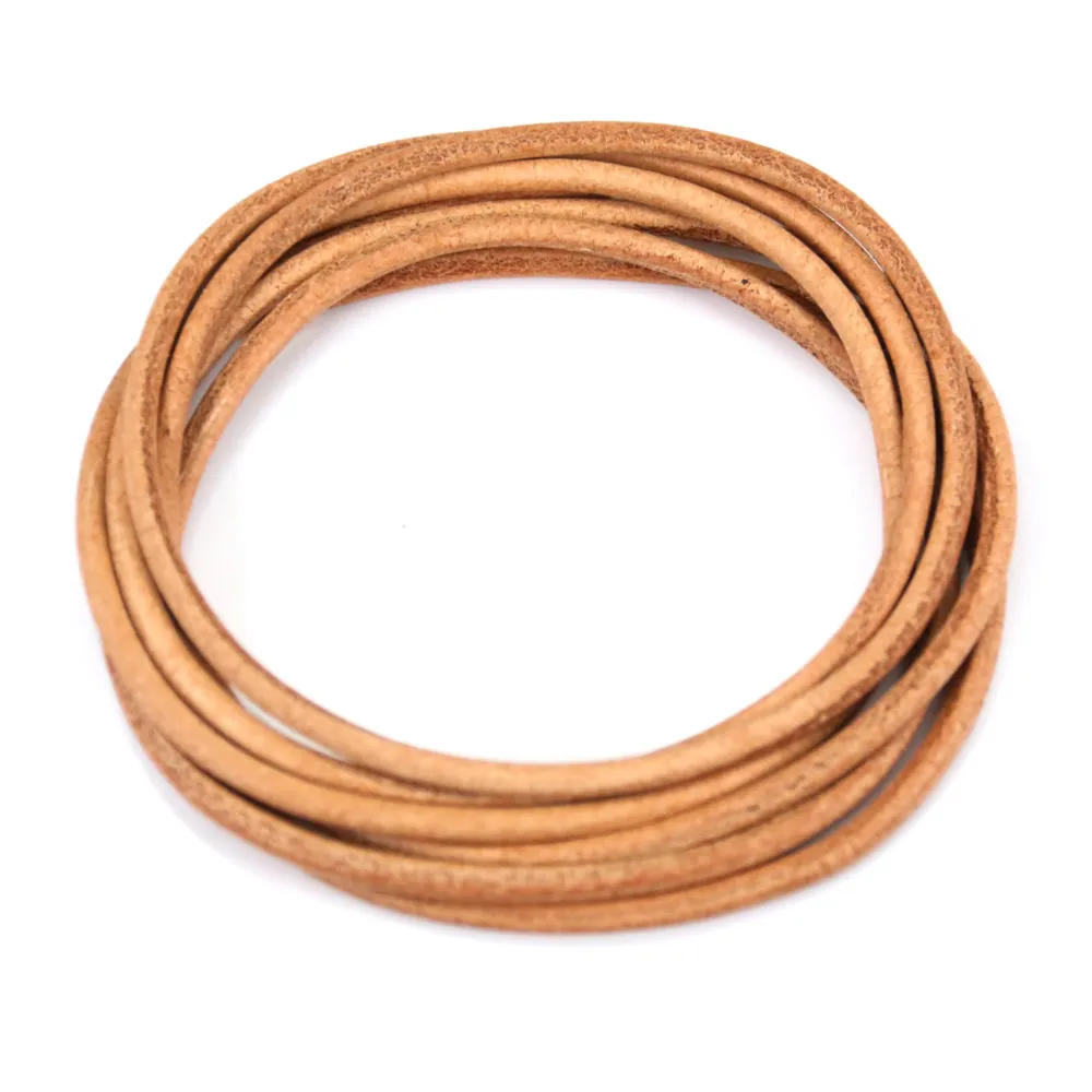 Ruban de cuir vachette naturelle 2mm x 1m