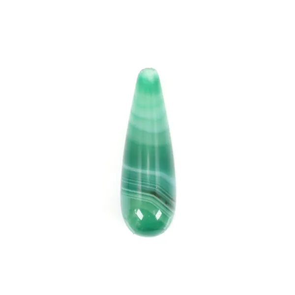 Agate green dyed drop semi-drilled 7x23mm x 1pc