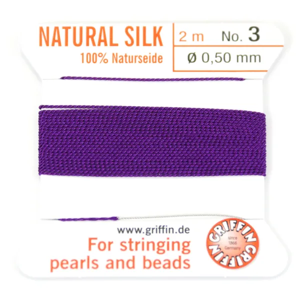Silk bead cord 0.3mm amethyste x 2m