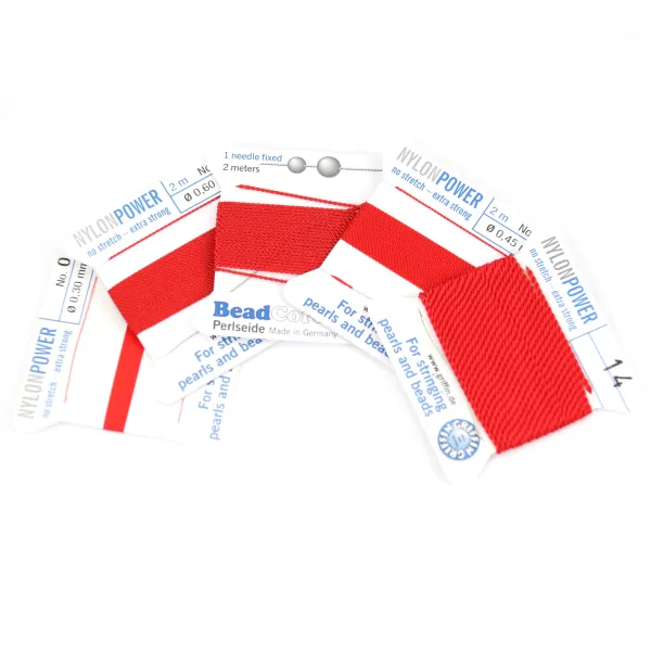 Fil power nylon avec aiguille inclus, de couleur rouge x 2m