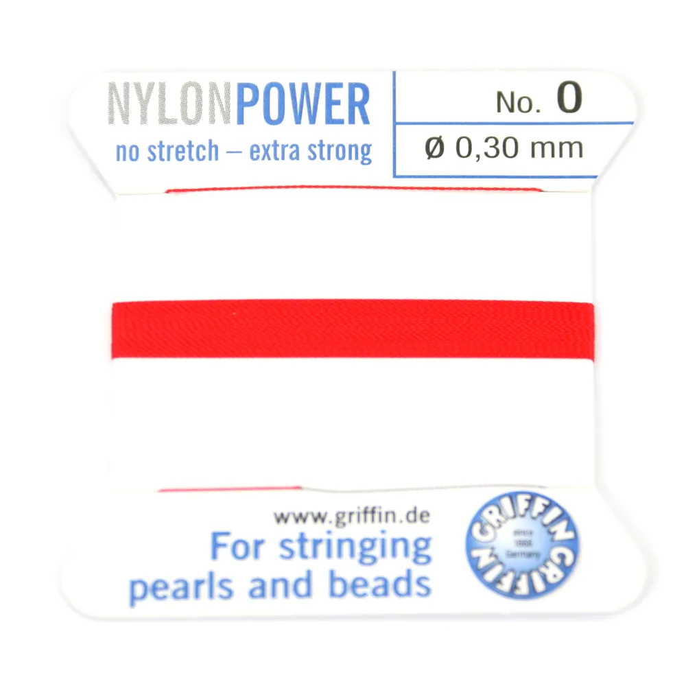 Nylon power wire with needle included, in garnet color x 2m