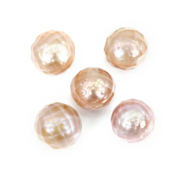 Freshwater cultured pearl, white, round mosaic, 9-10mm x 1pc