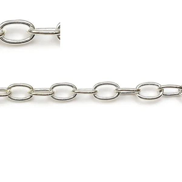 Chaîne argent 925 ovale 3x4x0.7mm x 50cm