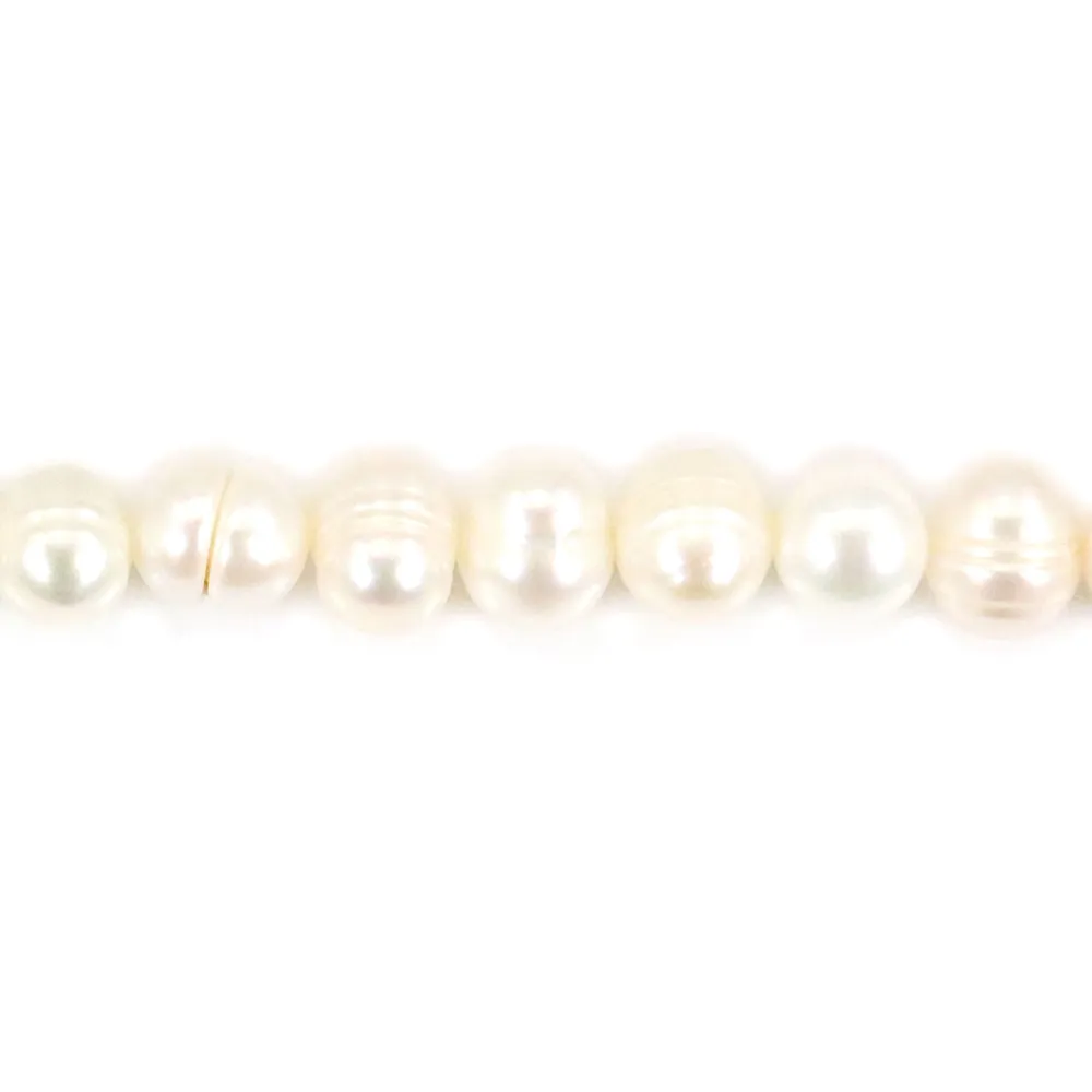 Perle de culture d'eau douce, blanche, ovale, 6-7mm x 36cm