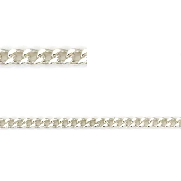 Chaîne argent 925 gourmette plate 1.2x0.6mm x 50cm