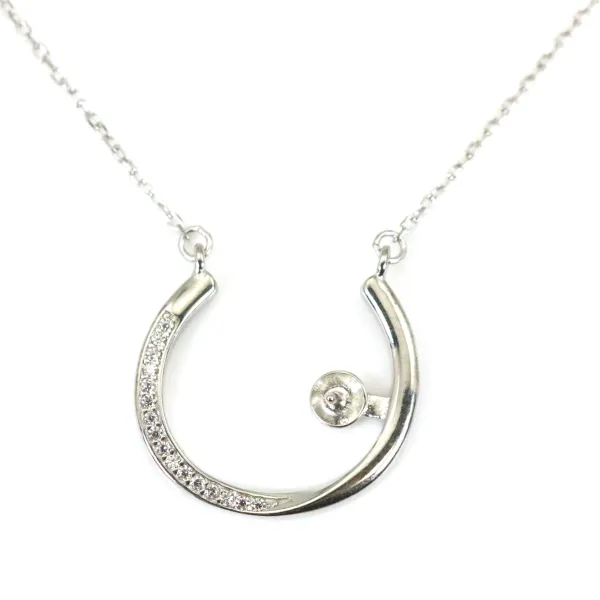 Chaîne en argent 925 rhodié maille ovale & zirconium pour perle semi percé x 45cm