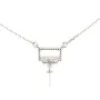 Chaîne en argent 925 rhodié  maille ovale & zirconium pour perle semi percé x 40cm