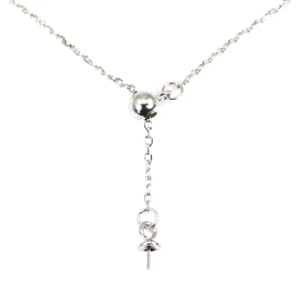 Chaîne en argent 925 rhodié maille ovale pour perle semi percéex 45cm