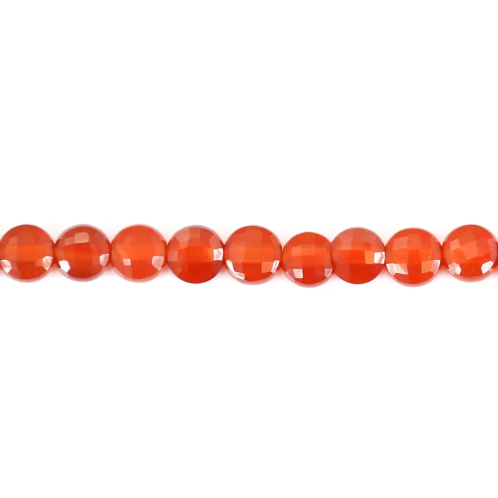 Agate rouge rond plat facetté 4mm x 40cm