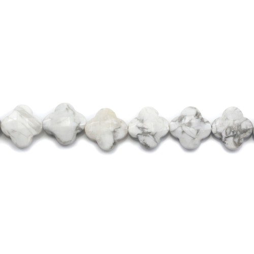 Howlite trèfle facetté 10mm x 1pc