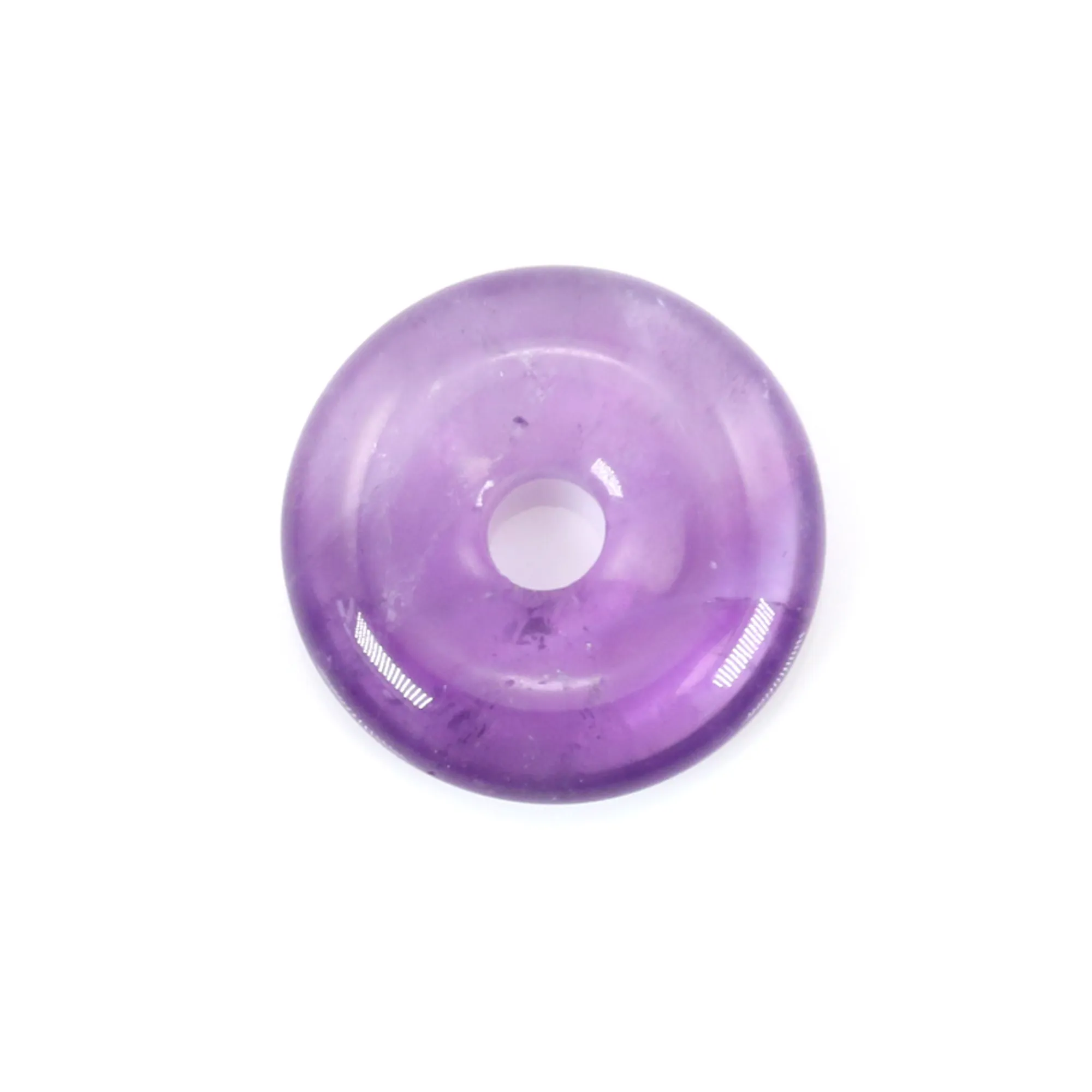 Pendentif Améthyste Donut Ou PI Chinois - 40mm, Pierre Naturelle, Neuf Avec étiquettes